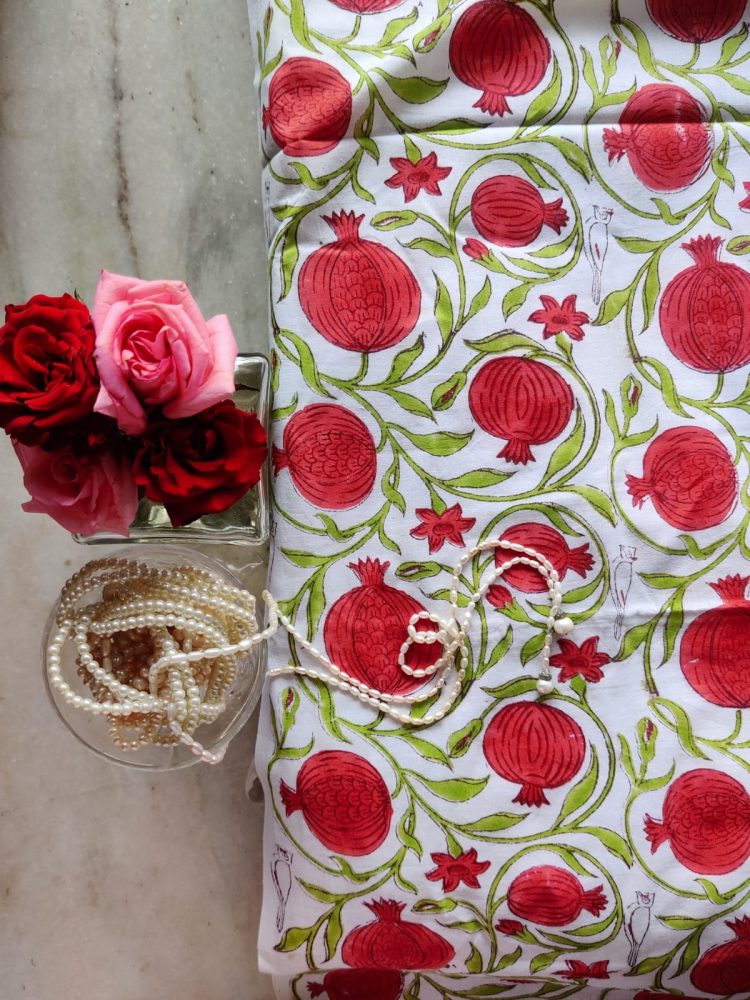 pomegranate print handblock cotton