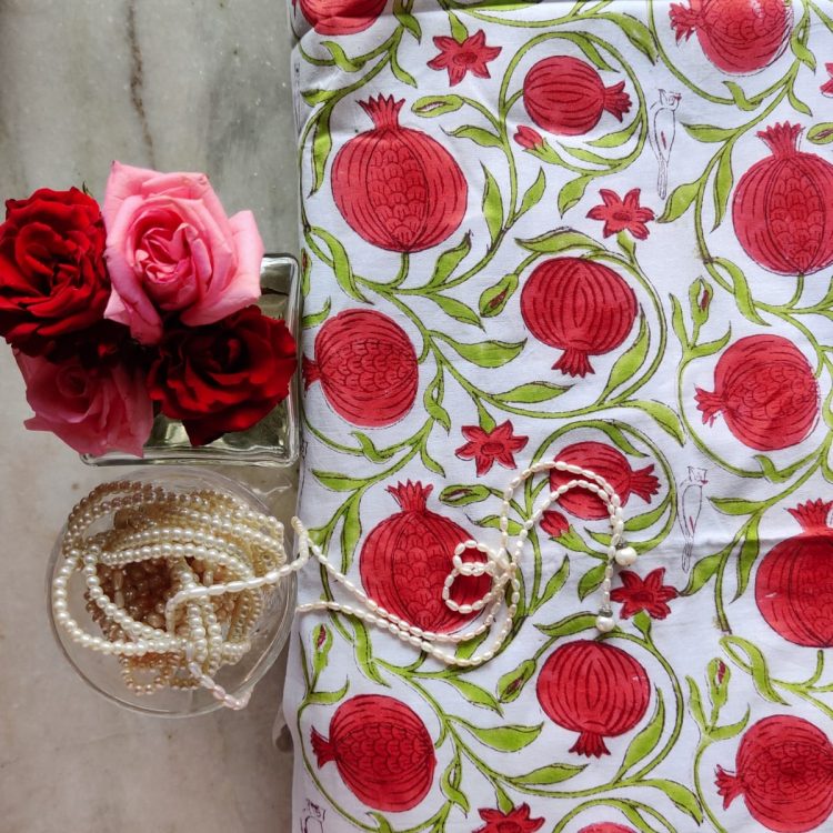 pomegranate print handblock cotton